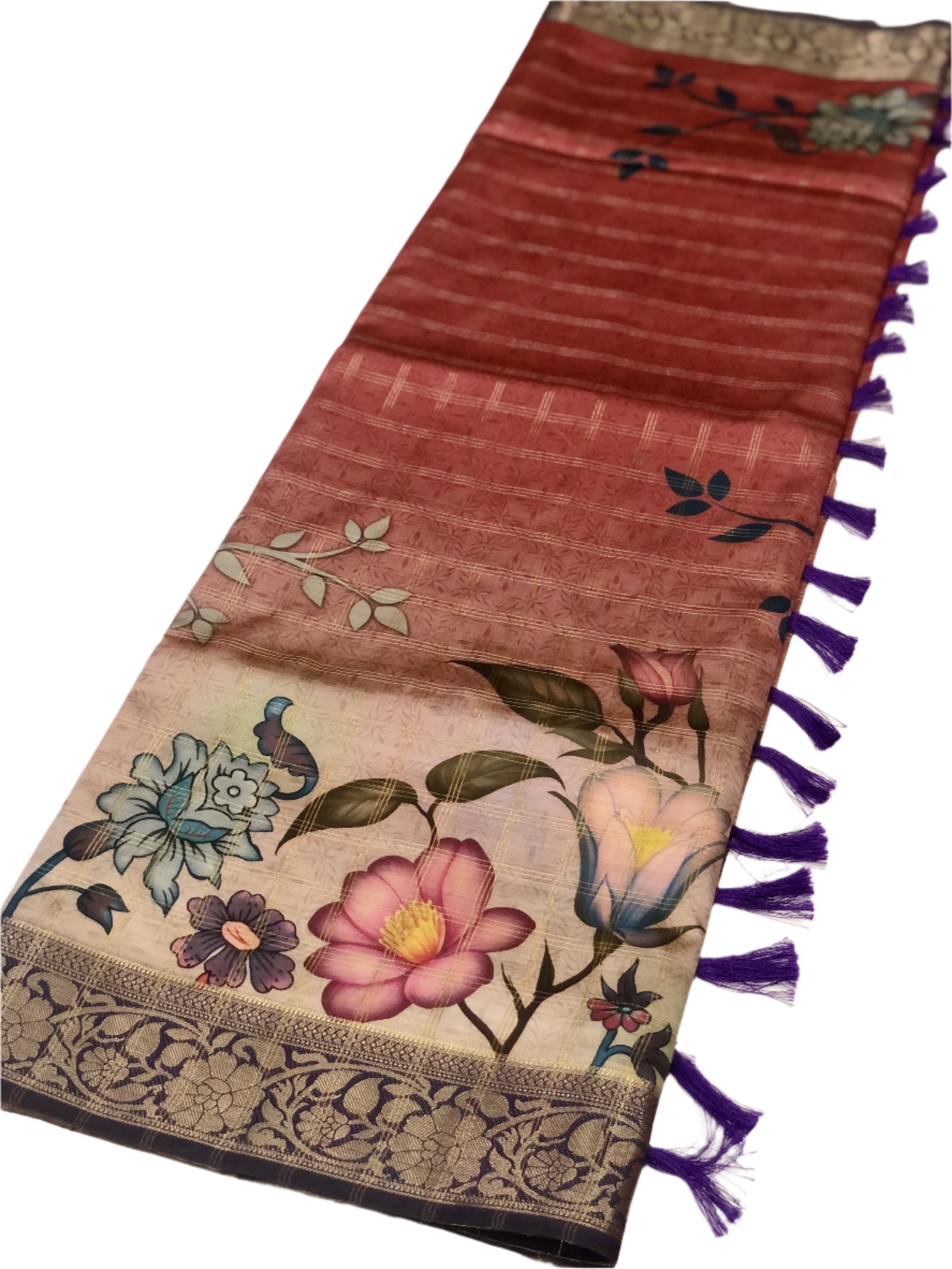 SOFT SILK KALAMKARI PRINT SAREE