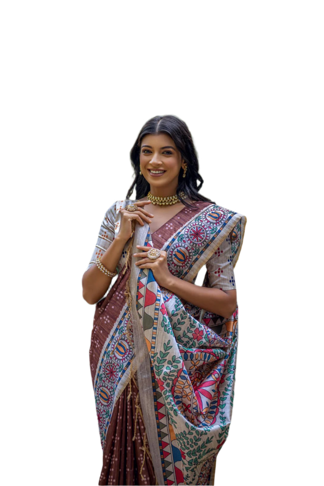 SOFT TUSSAR SILK WITH BEAUTIFUL MADHUBANI PRINT SAREE