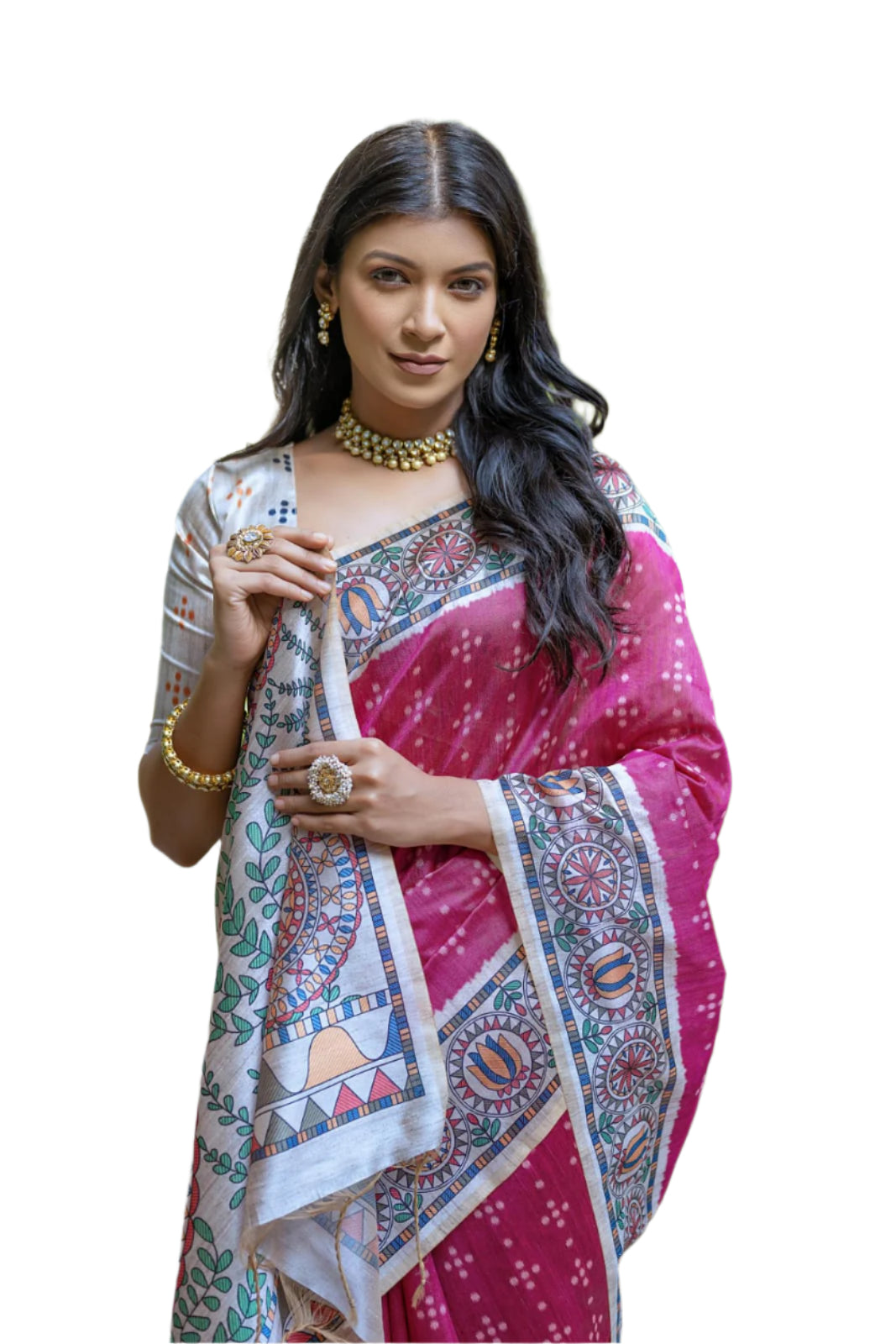 SOFT TUSSAR SILK WITH BEAUTIFUL MADHUBANI PRINT SAREE