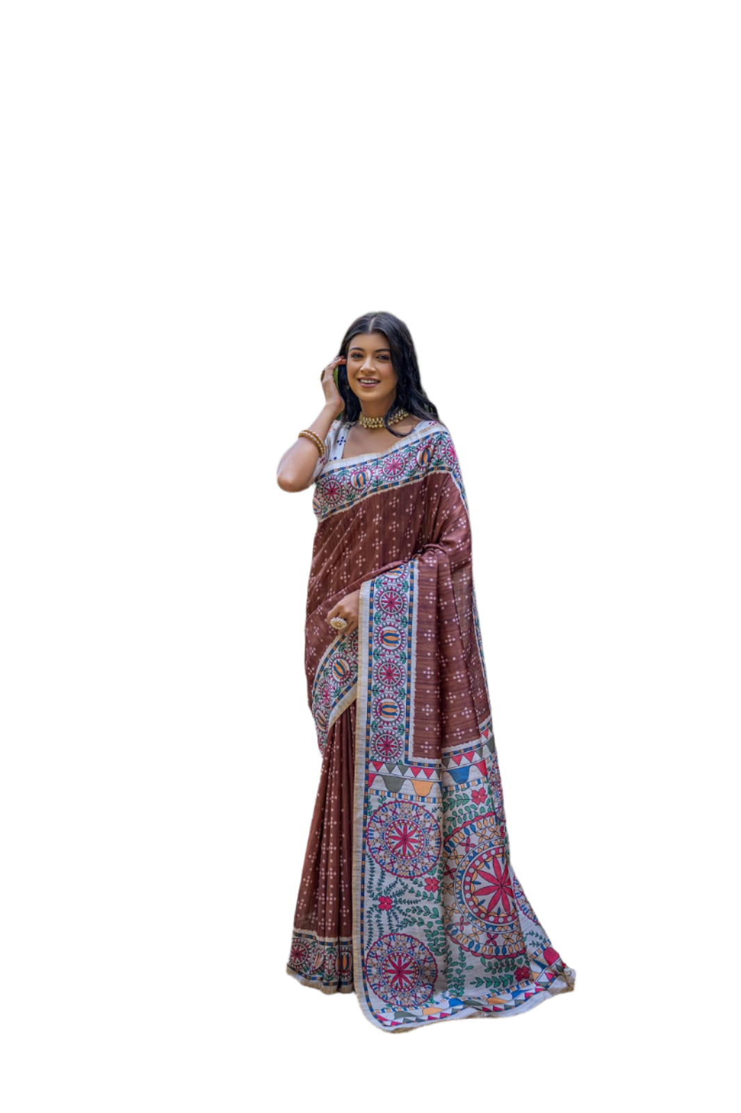 SOFT TUSSAR SILK WITH BEAUTIFUL MADHUBANI PRINT SAREE