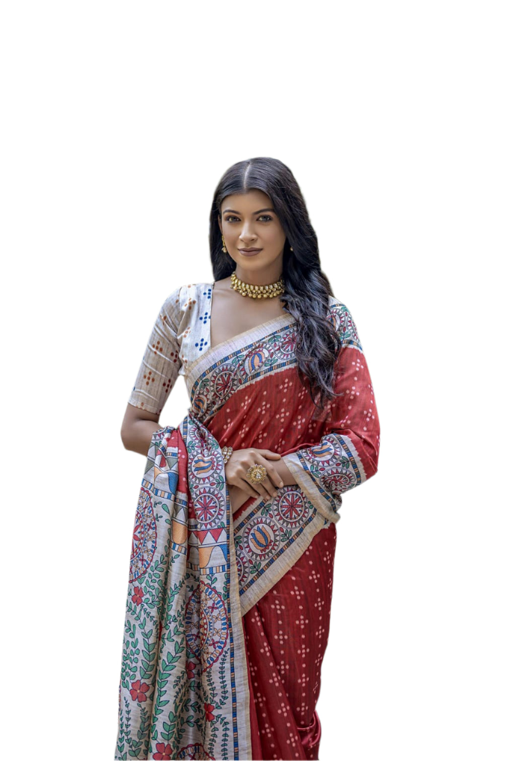 SOFT TUSSAR SILK WITH BEAUTIFUL MADHUBANI PRINT SAREE