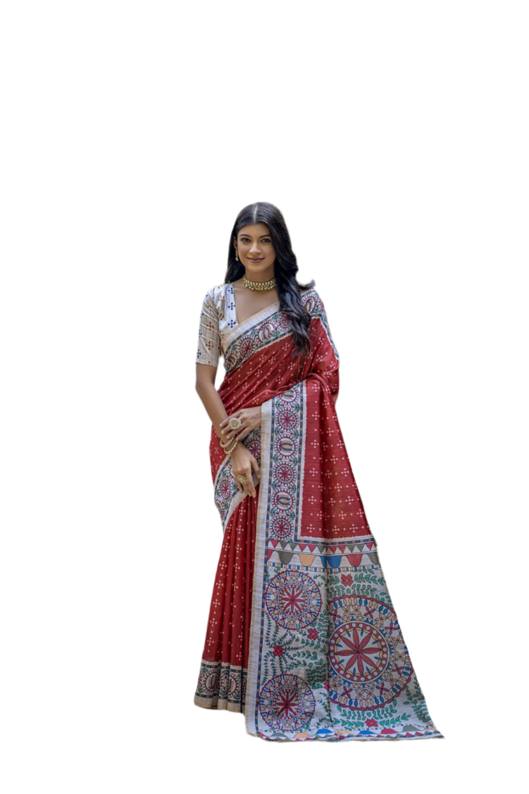 SOFT TUSSAR SILK WITH BEAUTIFUL MADHUBANI PRINT SAREE