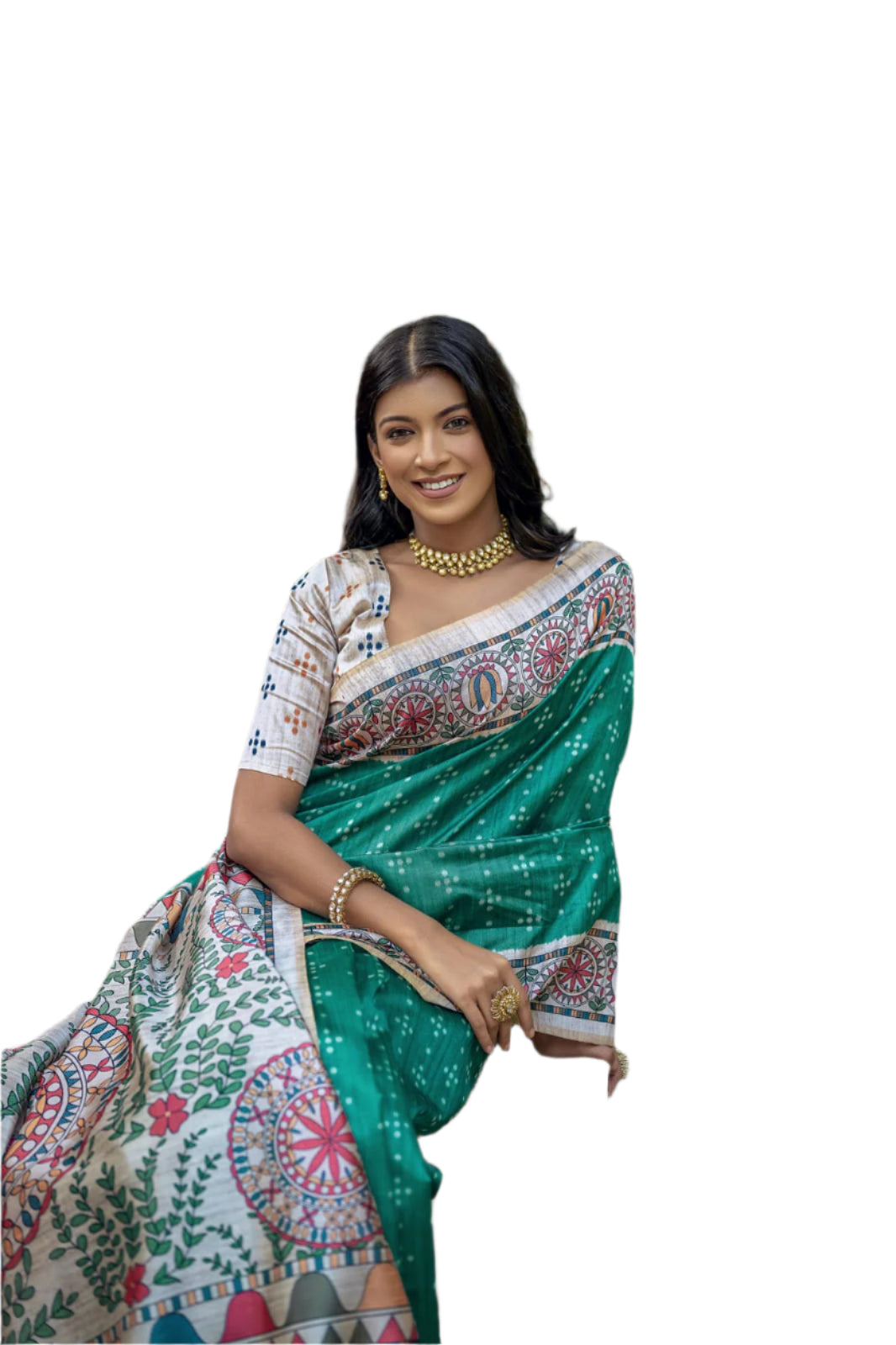 SOFT TUSSAR SILK WITH BEAUTIFUL MADHUBANI PRINT SAREE