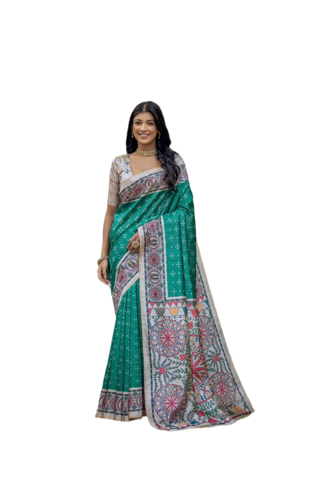 SOFT TUSSAR SILK WITH BEAUTIFUL MADHUBANI PRINT SAREE