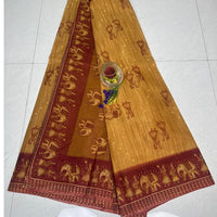 FolkTeals  Maroon Border Saree