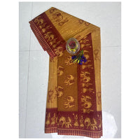 FolkTeals  Maroon Border Saree
