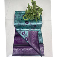 Ocean blue Floral pattu Saree