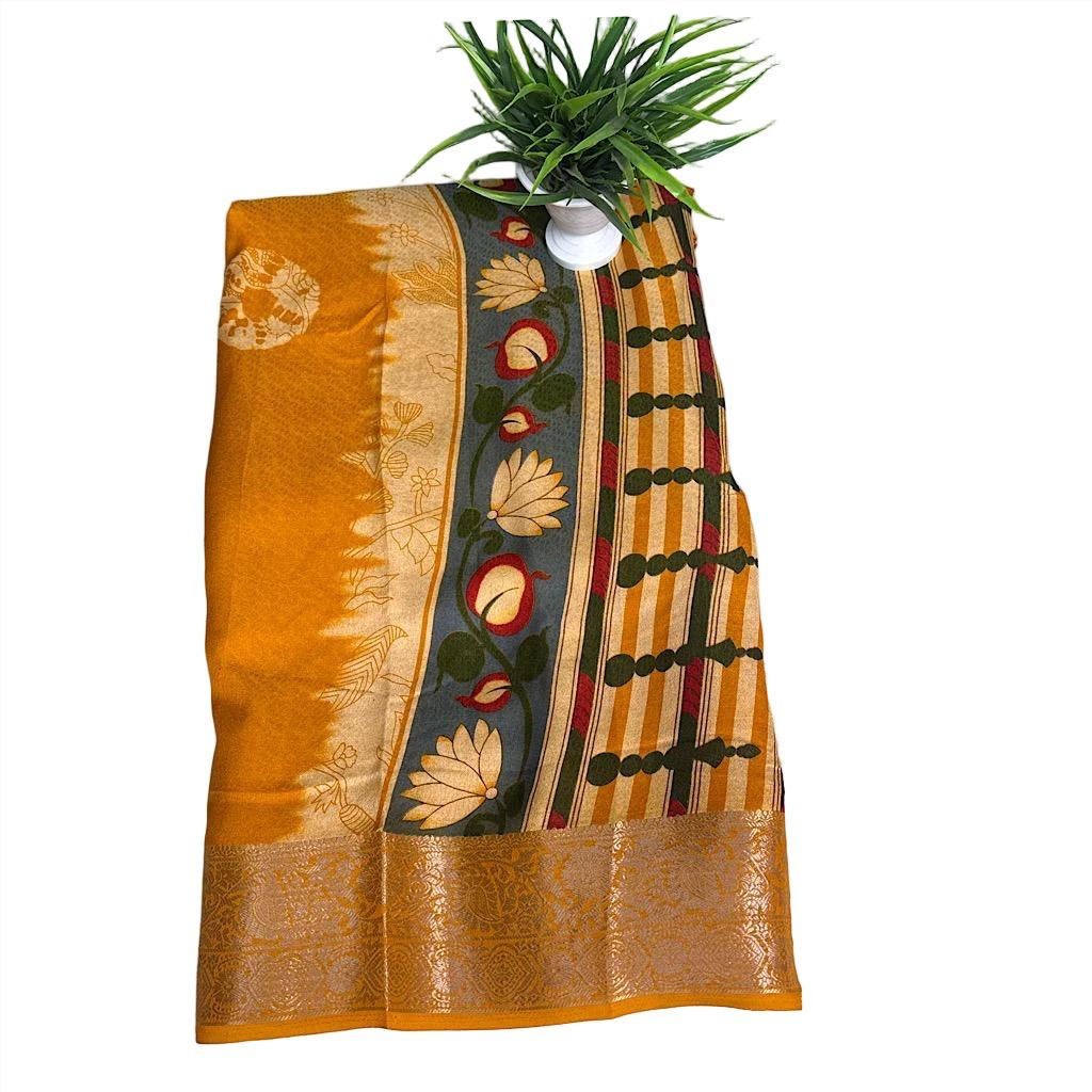 Silk Cotton Handloom With Kalamkari -Inspired Saree.