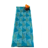 Turquoise Geometric Batik Saree