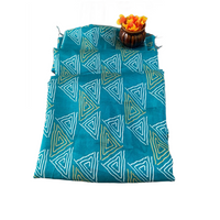 Turquoise Geometric Batik Saree