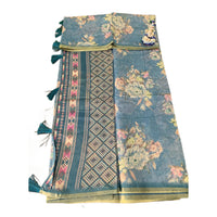 Digital Floral Printed Linen Cotton Saree