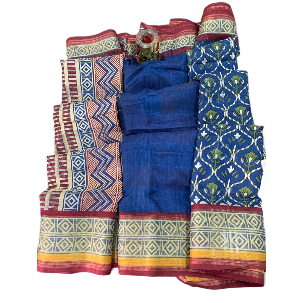 Hand Block Printed Chanderi Silk Saree