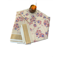 Nila Pushpa Kasavu saree