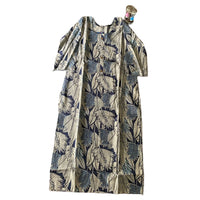 Grey Floral Printed Round Neck Dress
