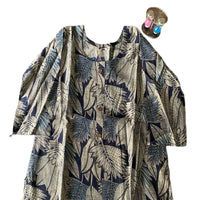 Grey Floral Printed Round Neck Dress