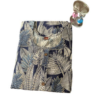 Grey Floral Printed Round Neck Dress
