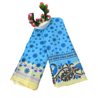 Mulmul Cotton Floral Block Print Saree