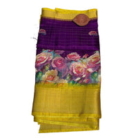 Banarasi Dola Silk Floral Rose Print Saree
