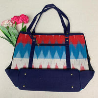Crimson Rhythm Ikat Tote Bag.