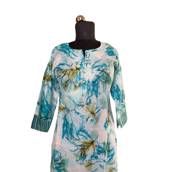 Floral Abstract Printed Straight Kurti