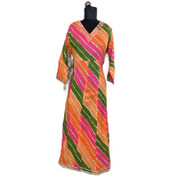 Multicolor Leheriya Print Anarkali Gown