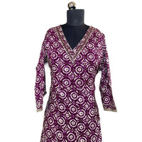 Purple Bandhani Print Anarkali Kurti Top