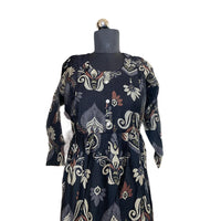 Black Ikat Printed Flared Kurta