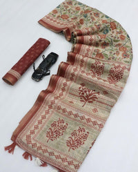 Chanderi Saree with Bagru Handblock Prints