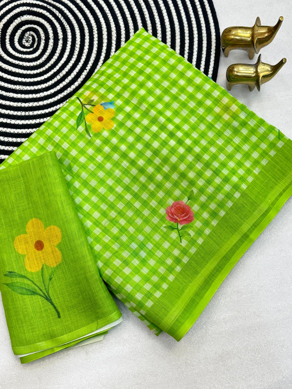 Pure Soft Linen Cotton Saree