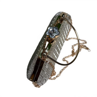 Silver Crystal Flower Clasp Clutch