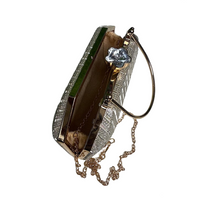 Silver Crystal Flower Clasp Clutch
