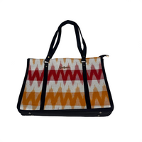 Crimson Rhythm Ikat Tote Bag.