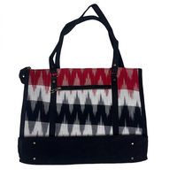 Crimson Rhythm Ikat Tote Bag.