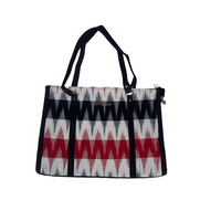 Crimson Rhythm Ikat Tote Bag.