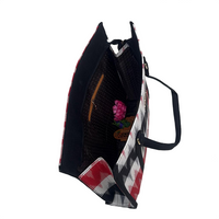Crimson Rhythm Ikat Tote Bag.