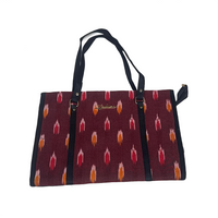 Crimson Rhythm Ikat Tote Bag.