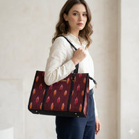 Crimson Rhythm Ikat Tote Bag.