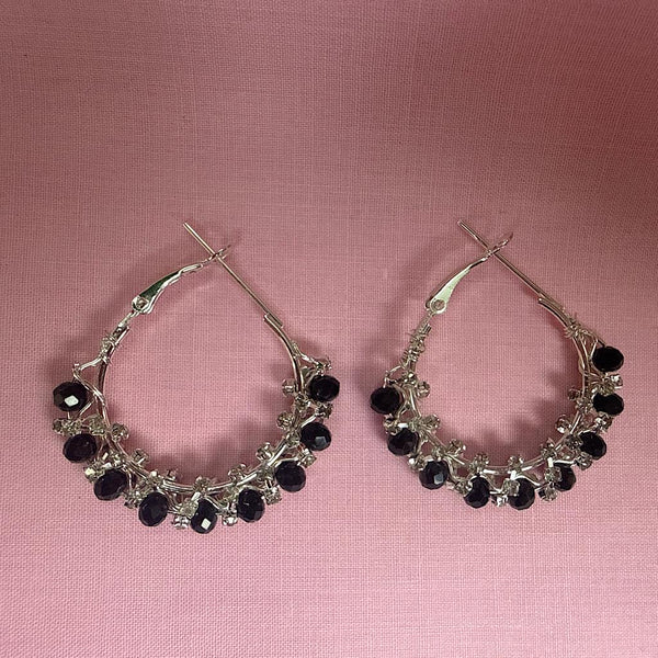 Midnight Charm Beaded Hoops