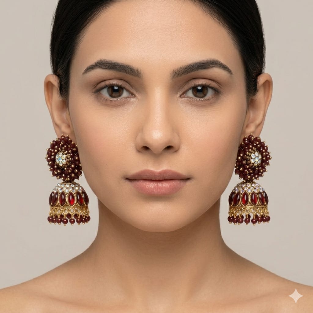 Traditional Beaded Jhumka Earrings