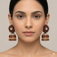 Traditional Beaded Jhumka Earrings