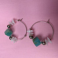 Aqua Blossom Hoops