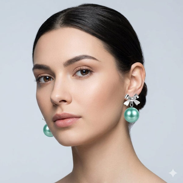 Aqua Bow Pearl Drops