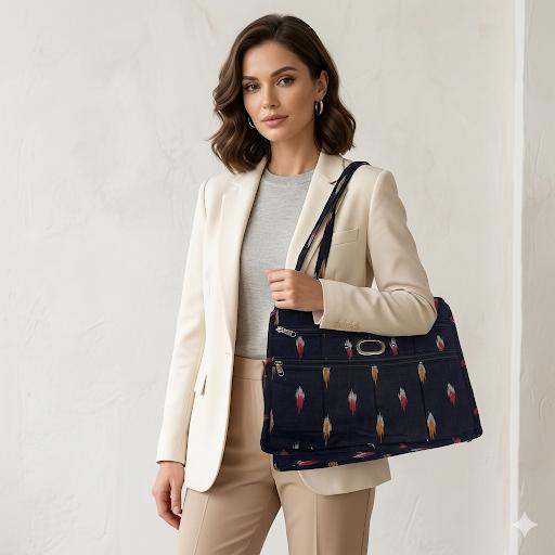 Ikat Print Laptop Tote Bag