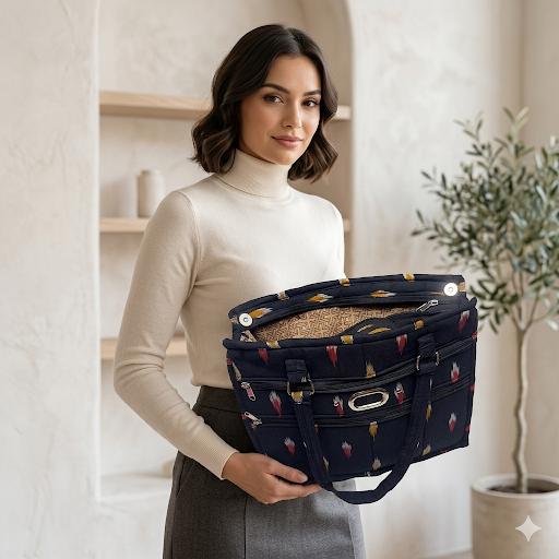 Ikat Print Laptop Tote Bag