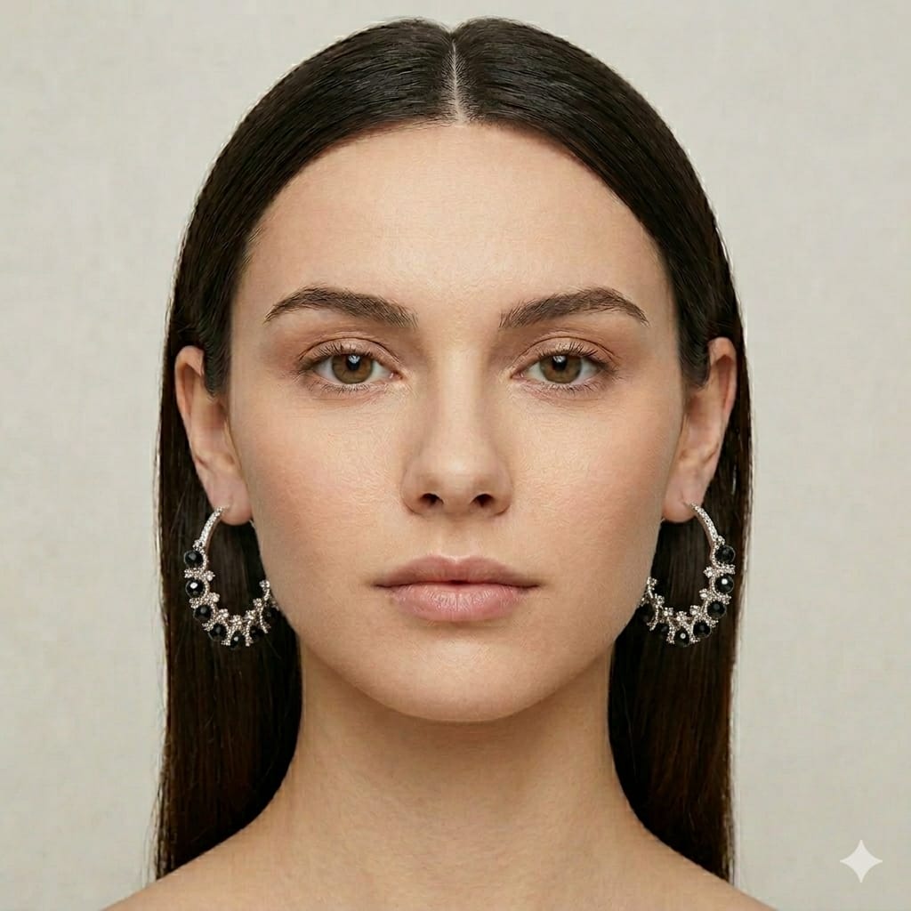 Midnight Charm Beaded Hoops