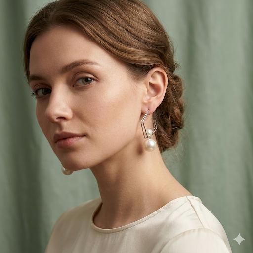 Blush Pearl Geo Hoops