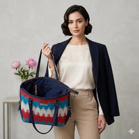 Crimson Rhythm Ikat Tote Bag.