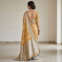 Chanderi Silk Saree with Zari Stripes.