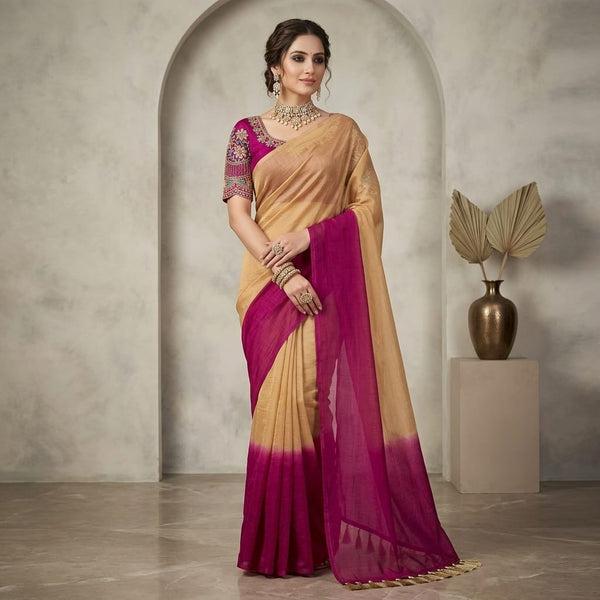Pure Dupion Raw Silk Ombre Saree