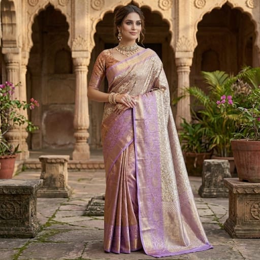 Royal Queen Purple Dharmavaram Semi Pattu saree